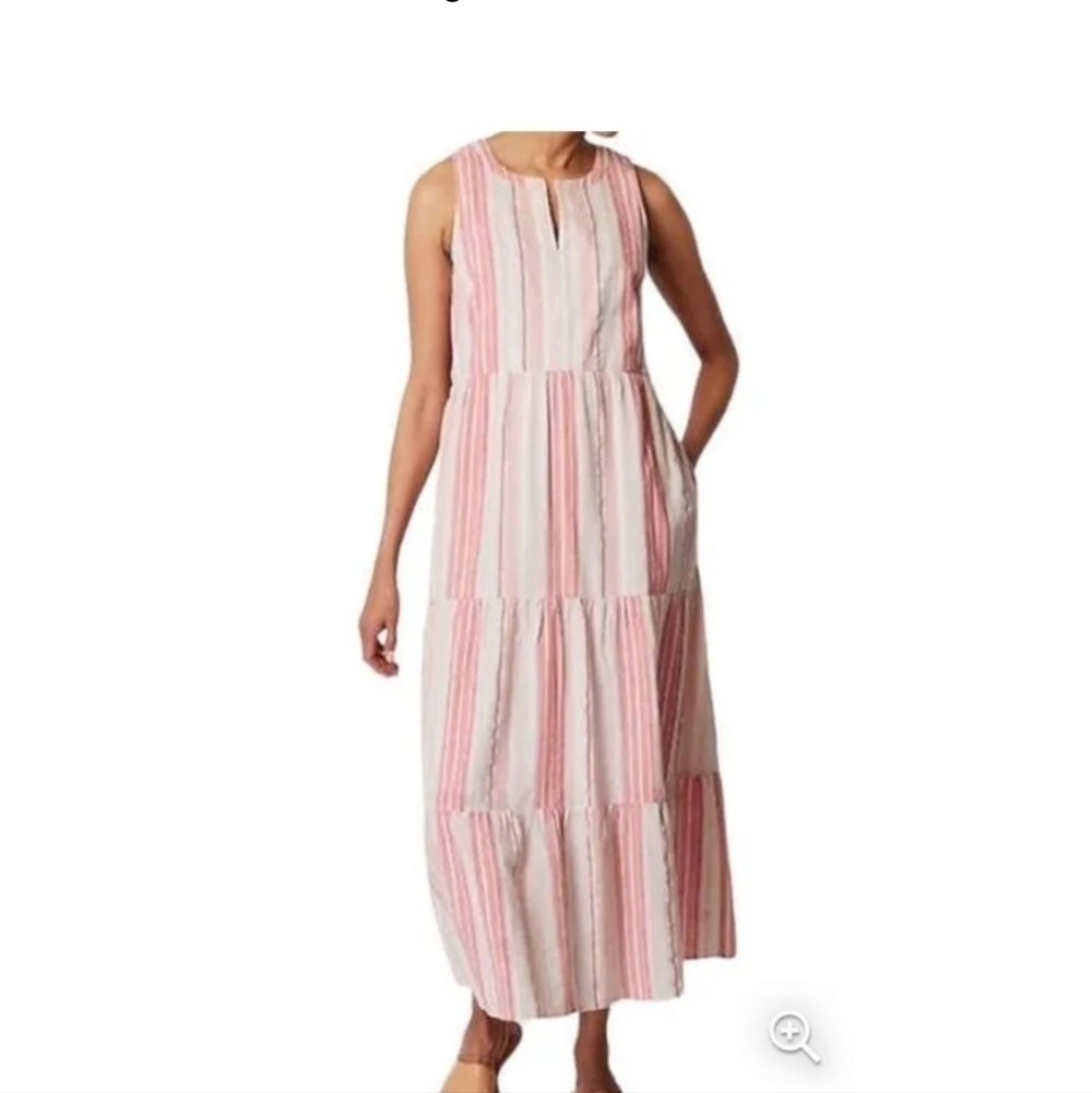 J. JILL Ibiza tiered striped cotton maxi dress sz small